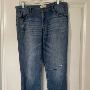 Distressed crop jeans